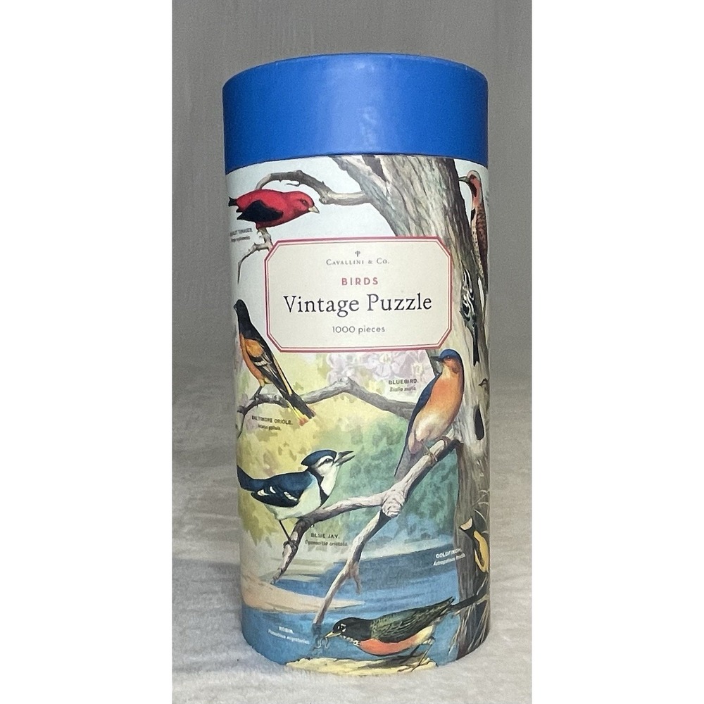Cavallini & Co Vintage Puzzle Birds Bag & Poster Included 1000 Pieces Complete